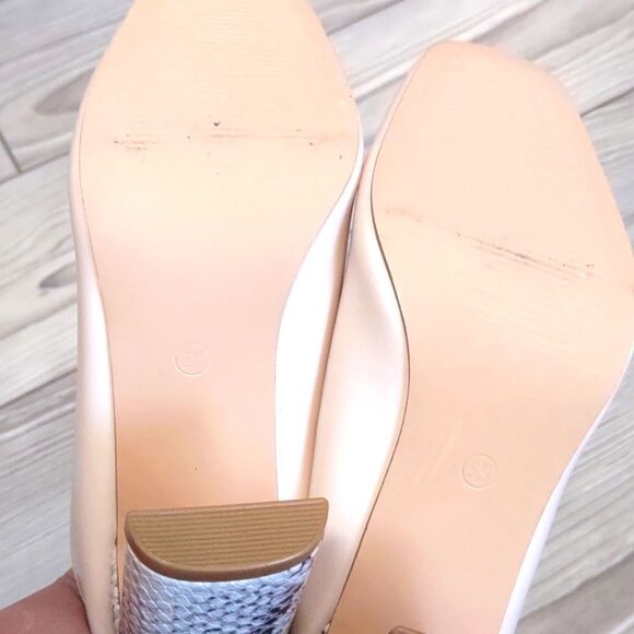 (65-1820) Coutgo Womens Square Toe Mules Slip On Snakeskin Sz 5.5 - Picture 7 of 11